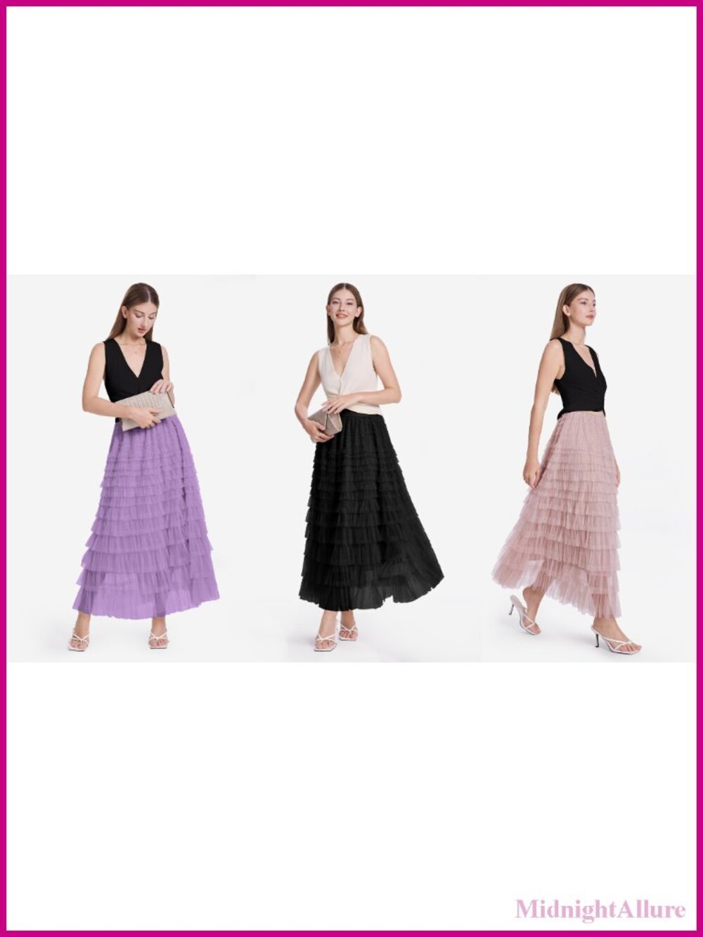 Tulle Maxi Skirt High Waist Tiered A Line Layered Fairy Skirt Wedding Guest - Picture 6 of 6